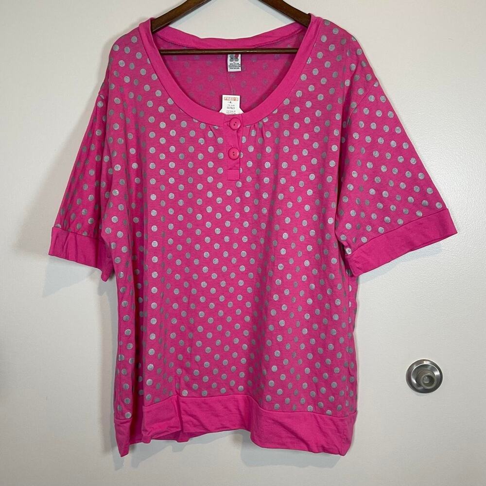 NWT Dead stock Y2K plus size 3X polka dot 100% cotton shirt blouse